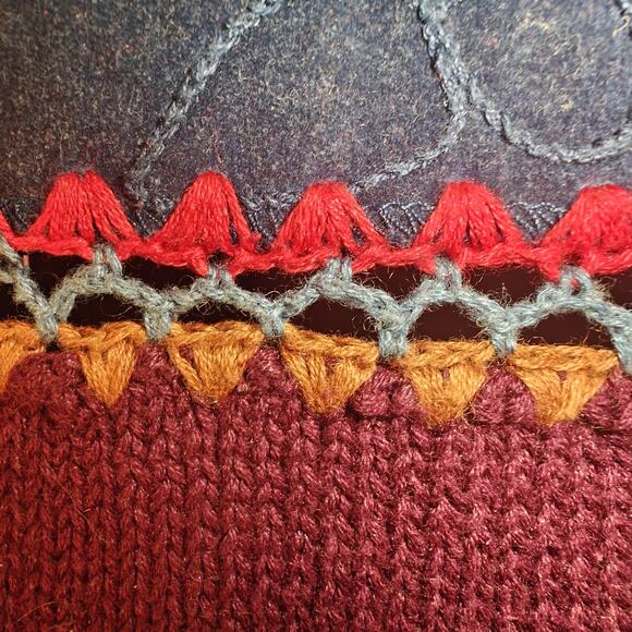 Koret City Blues Women Large Patchwork Crochet Cardigan Sweater Vintage - Picture 7 of 13